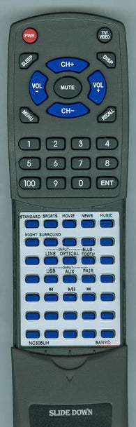 SANYO RTNC306UH Replacement Remote