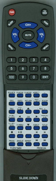 PROSCAN PLEDV4020A B Replacement Remote