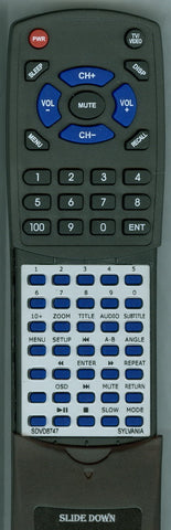 SYLVANIA SDVD9805B Replacement Remote