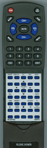 SANYO MC42FN00 Replacement Remote